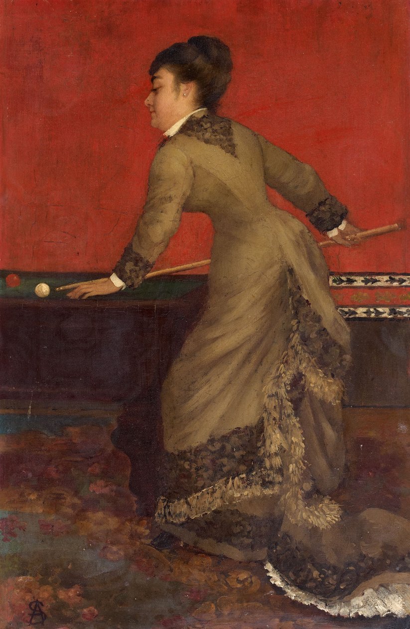 Élégante au billard - Alfred Emile Stevens