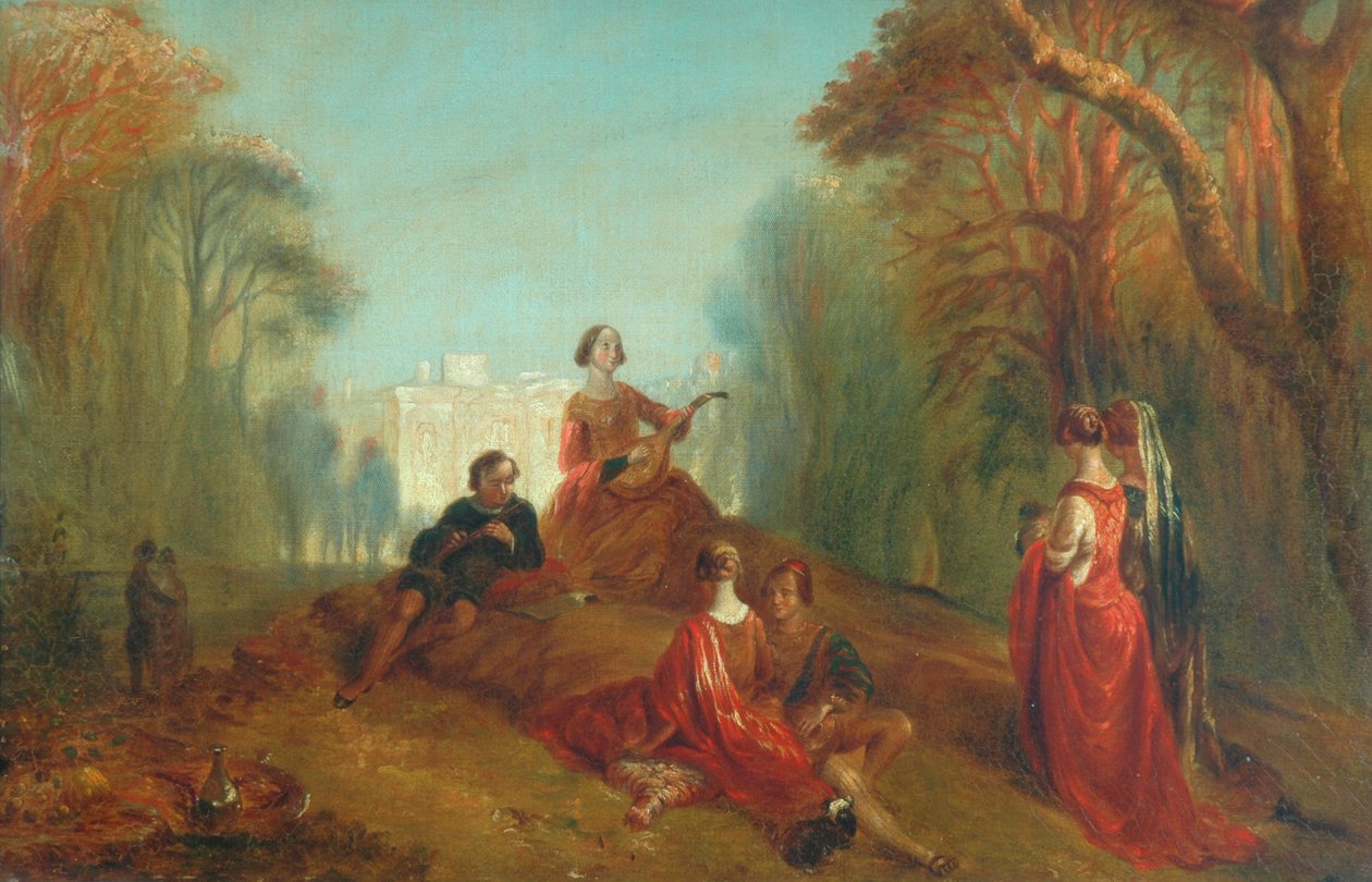 Figures dans un parc - Alfred Woolmer