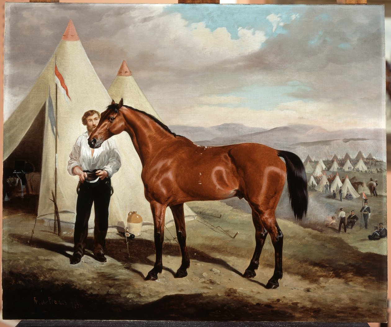 Sir Briggs, cheval de Lord Tredegar (1831-1913) des 17e Lanciers, en camp en Crimée 1854, 1856 - Alfred de Prades