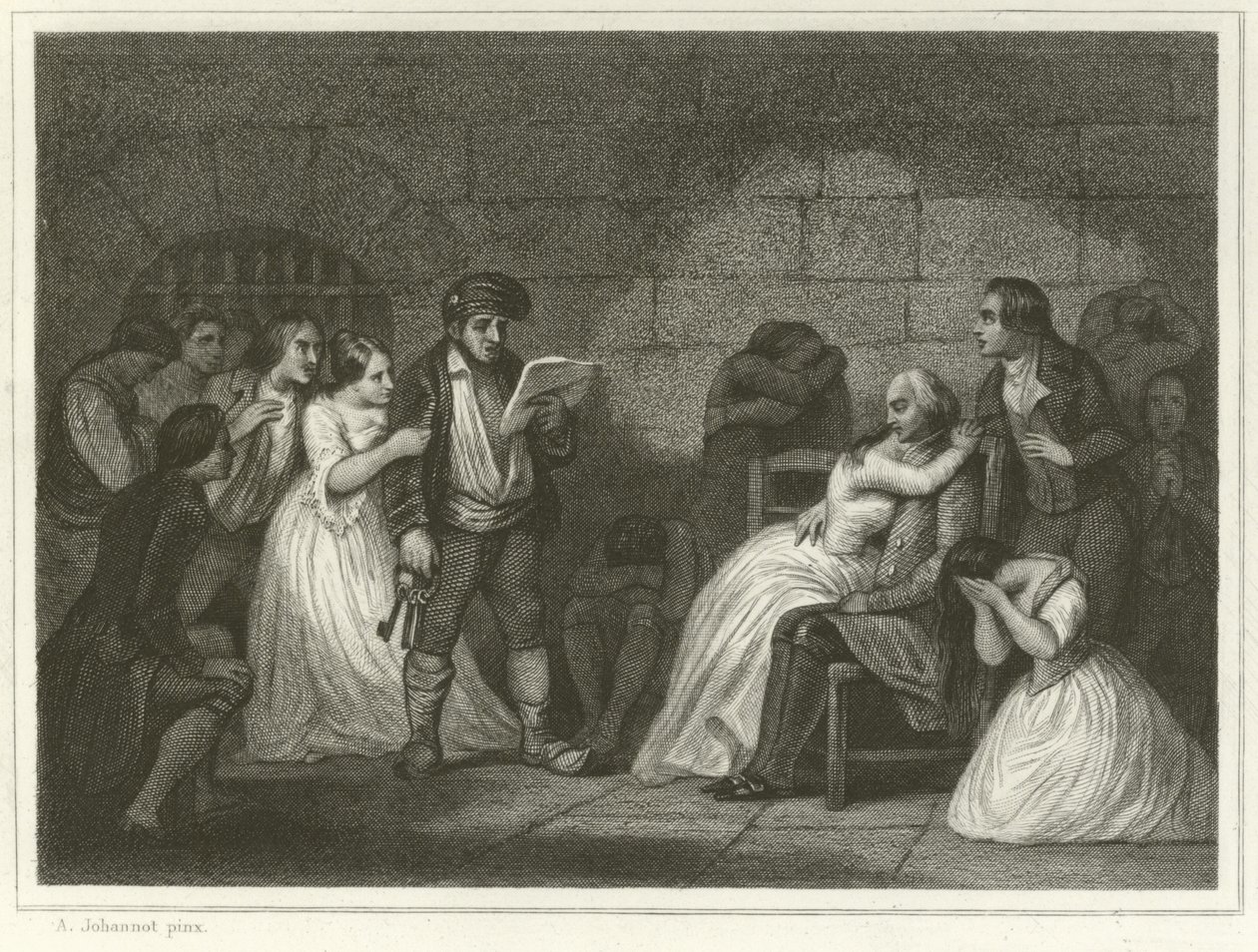 Appel des condamnés (gravure) - Alfred (after) Johannot