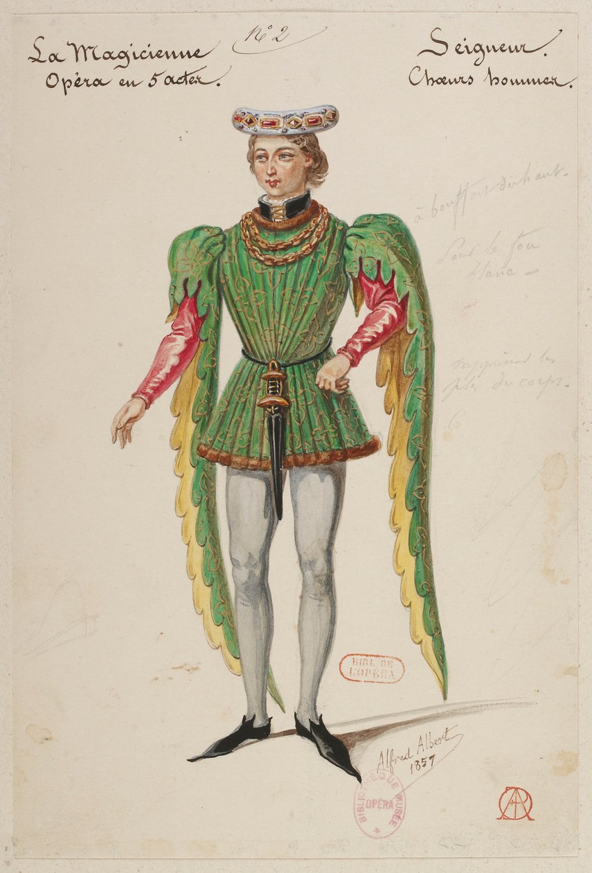 Halévy - La magicienne - maquettes de costumes par Alfred Albert - 02. Seigneur, choeurs hommes - Alfred Albert