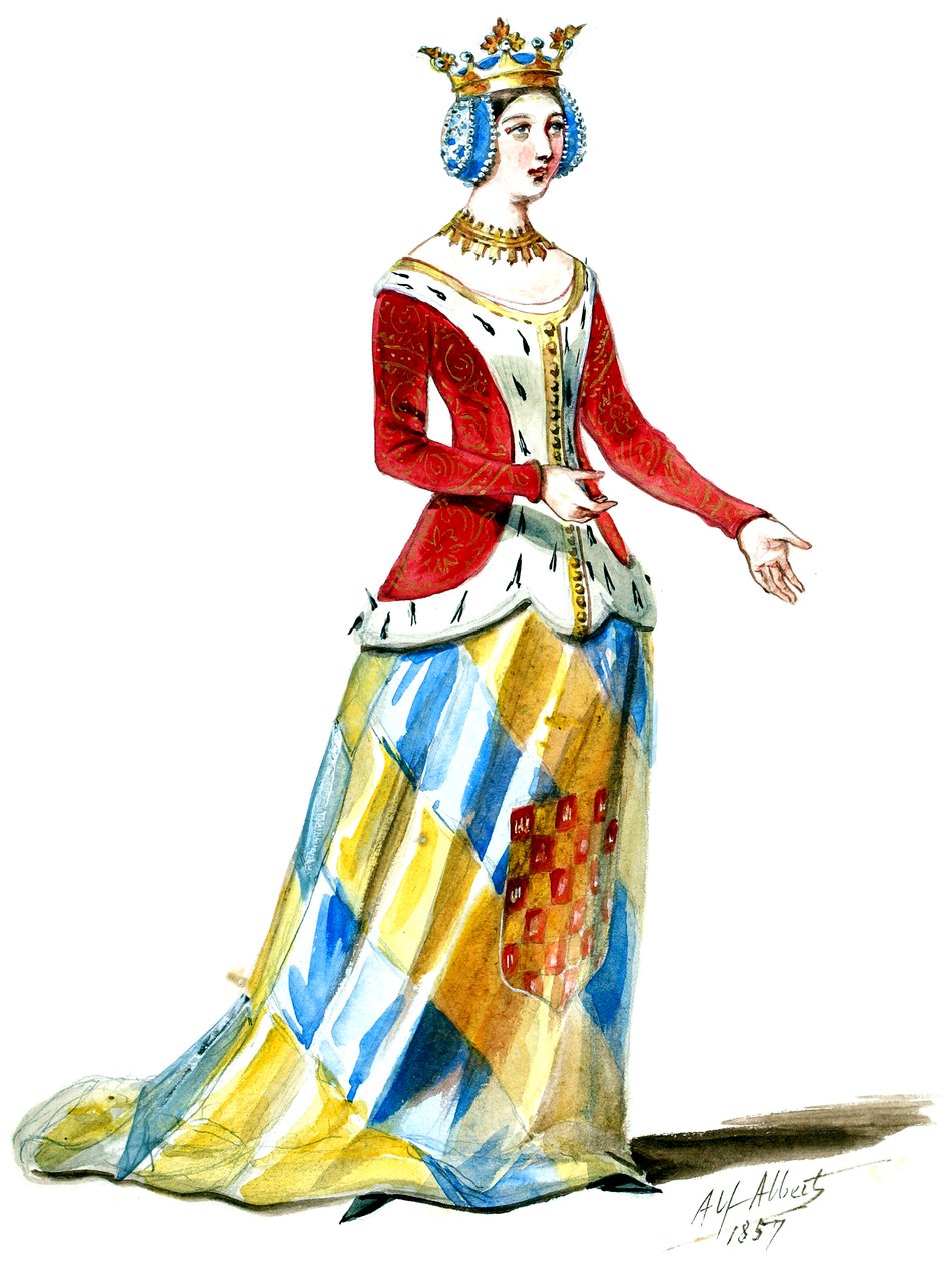 Halévy - La magicienne - maquettes de costumes par Alfred Albert - 06. Comtesse de Poitou. Dames de cour, choeurs (retouched) - Alfred Albert