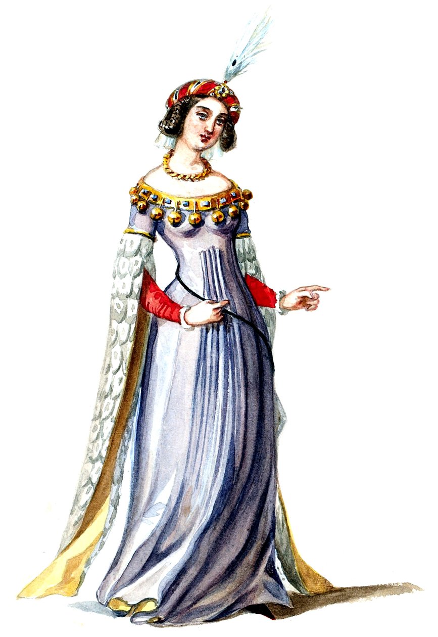 Halévy - La magicienne - maquettes de costumes par Alfred Albert - 07. Dame de cour (retouched) - Alfred Albert