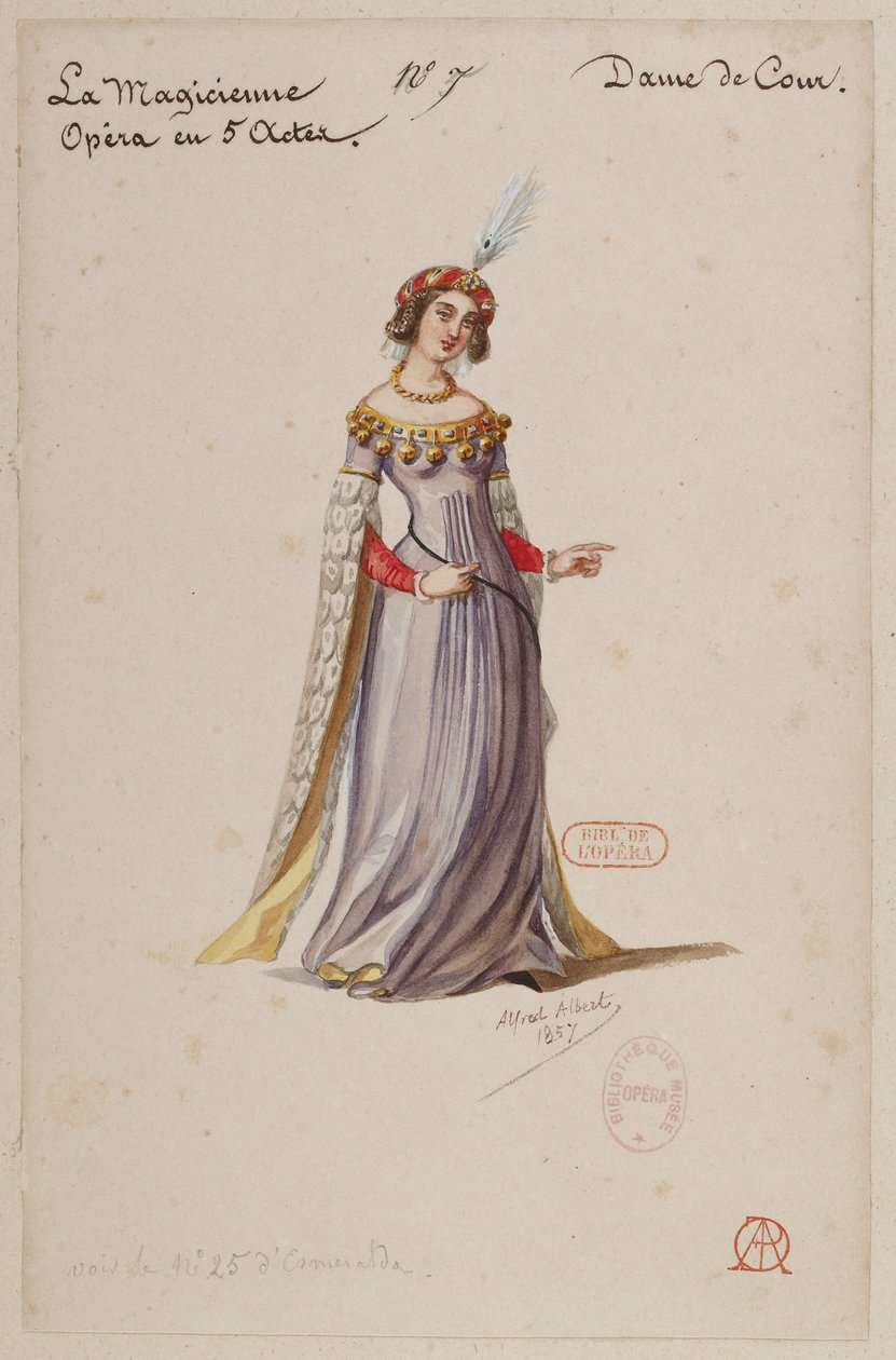 Halévy - La magicienne - maquettes de costumes par Alfred Albert - 07. Dame de cour - Alfred Albert