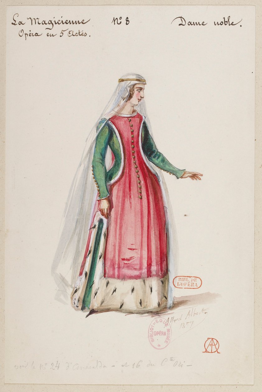 Halévy - La magicienne - maquettes de costumes par Alfred Albert - 08. Dame noble - Alfred Albert