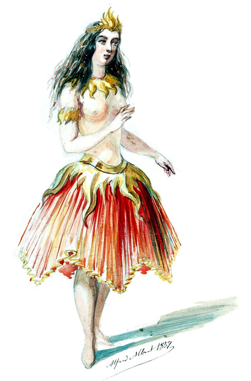 Halévy - La magicienne - maquettes de costumes par Alfred Albert - 12. Salamandre (retouched) - Alfred Albert