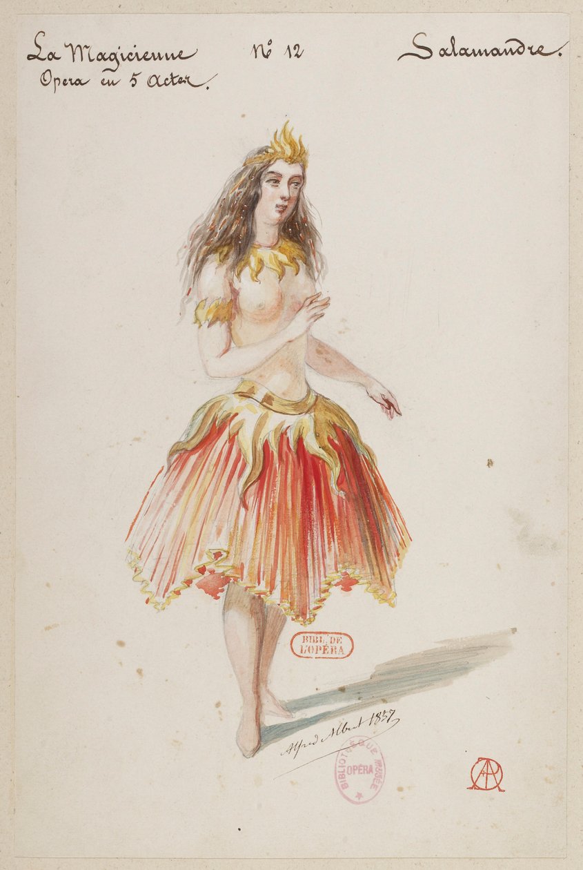 Halévy - La magicienne - maquettes de costumes par Alfred Albert - 12. Salamandre - Alfred Albert