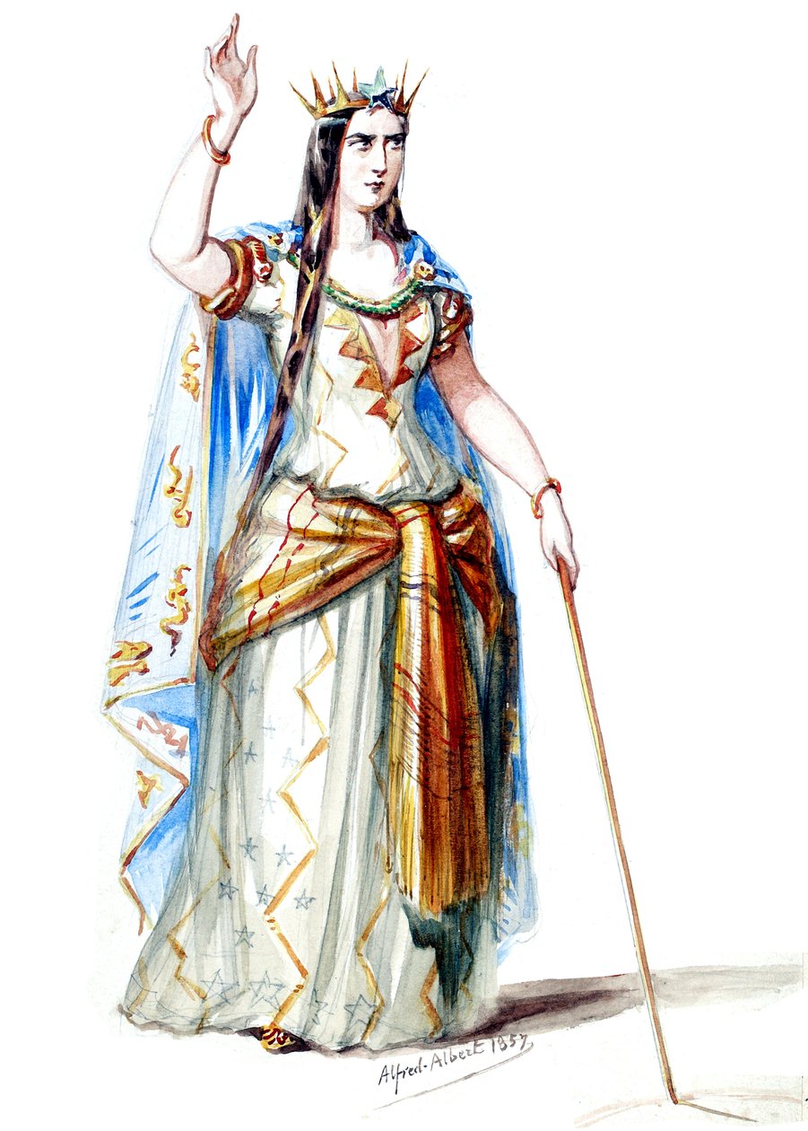Halévy - La magicienne - maquettes de costumes par Alfred Albert - 19. Mélusine, comtesse de Lusignan, 1er costume (retouched) - Alfred Albert