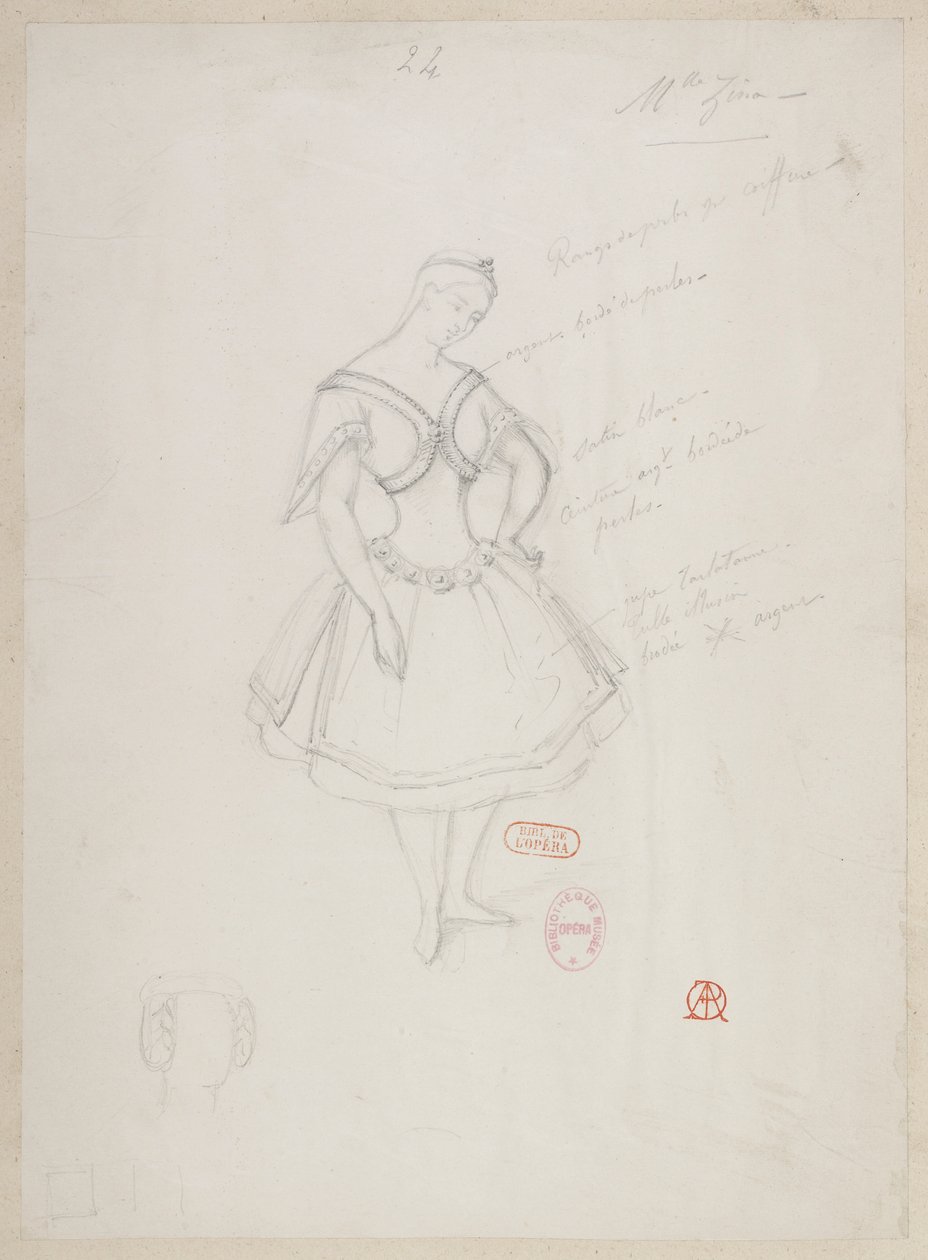 Halévy - La magicienne - maquettes de costumes par Alfred Albert - 24. Mlle Zina, (pas de deux) - Alfred Albert