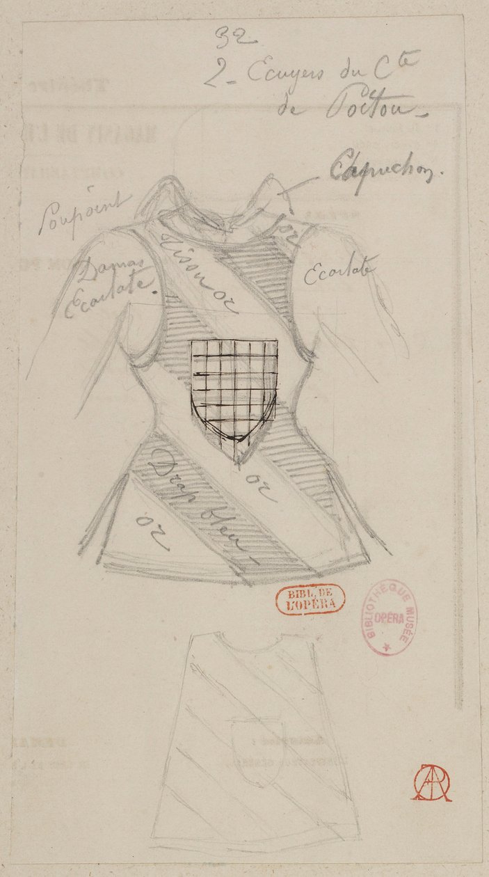 Halévy - La magicienne - maquettes de costumes par Alfred Albert - 32. Ecuyers du comte de poitou - Alfred Albert