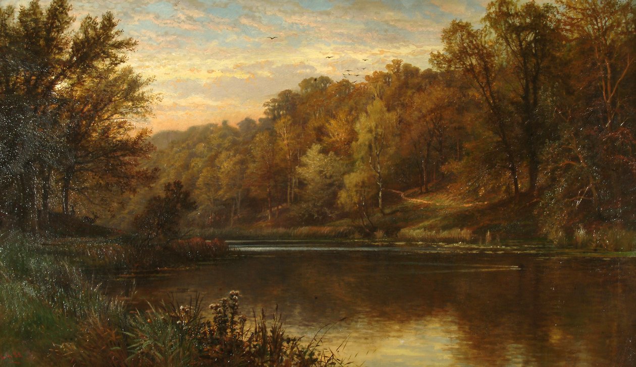 Lac Swanbourne en automne, coucher de soleil au parc d'Arundel
