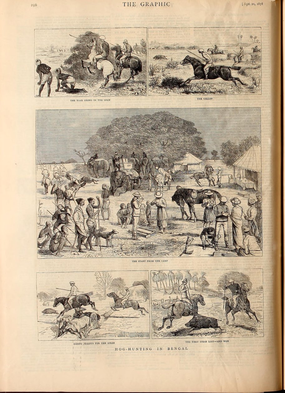 Chasse au porc au Bengale - Alfred Chantrey Corbould
