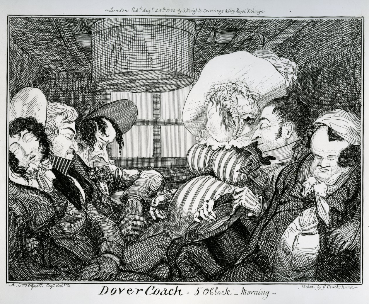 Dover Coach, 5 heures du matin, gravé par George Cruikshank, 1826 - Alfred Crowquill