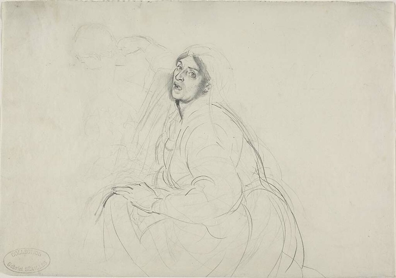 Femme assise et esquisse d