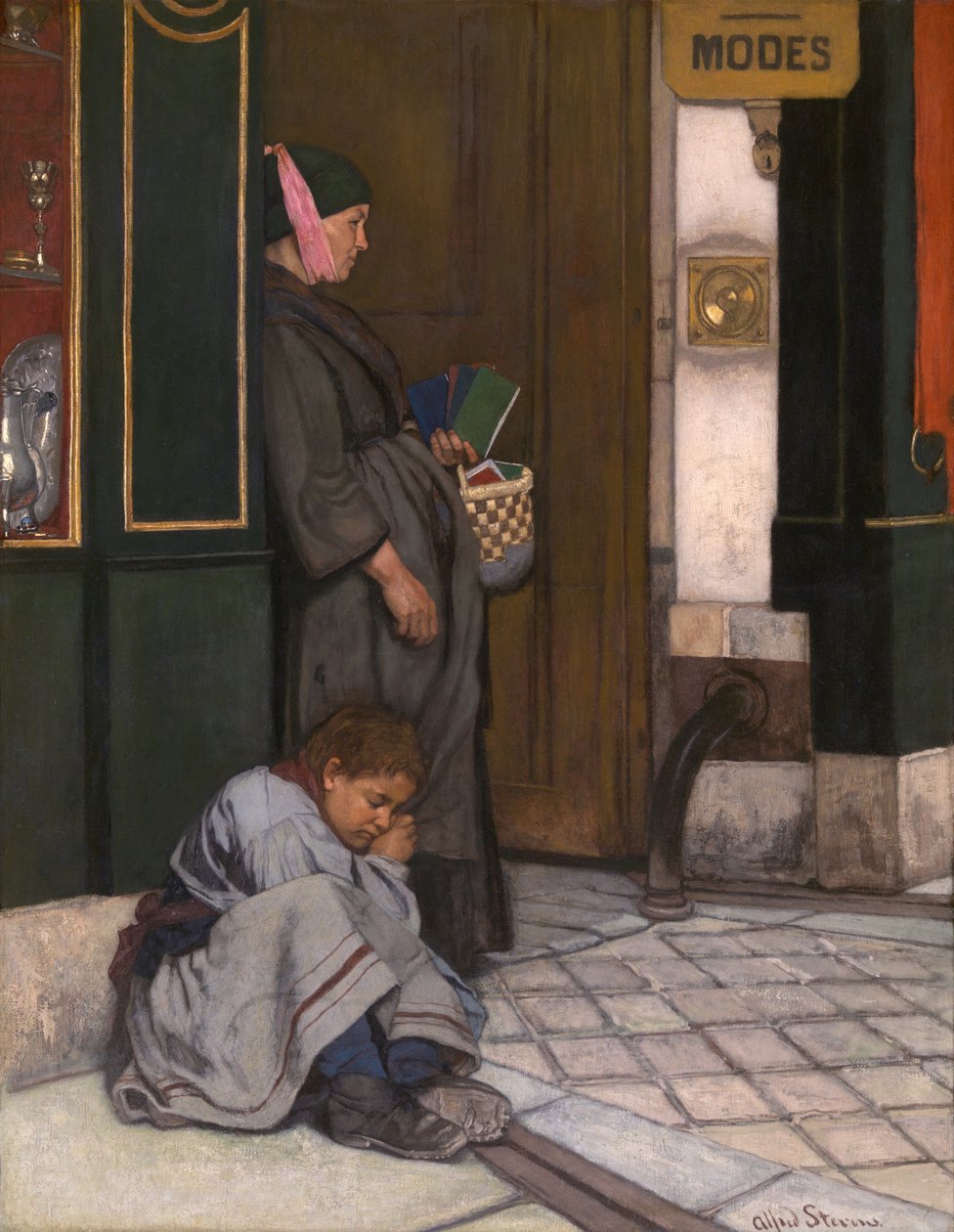 La mendicité tolérée (huile sur toile) - Alfred Emile Stevens
