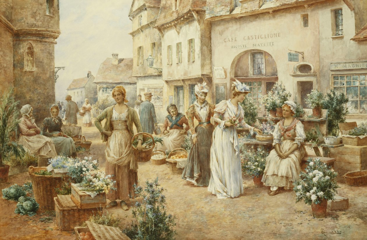 Un marché aux fleurs, France, 1900 - Alfred Glendening