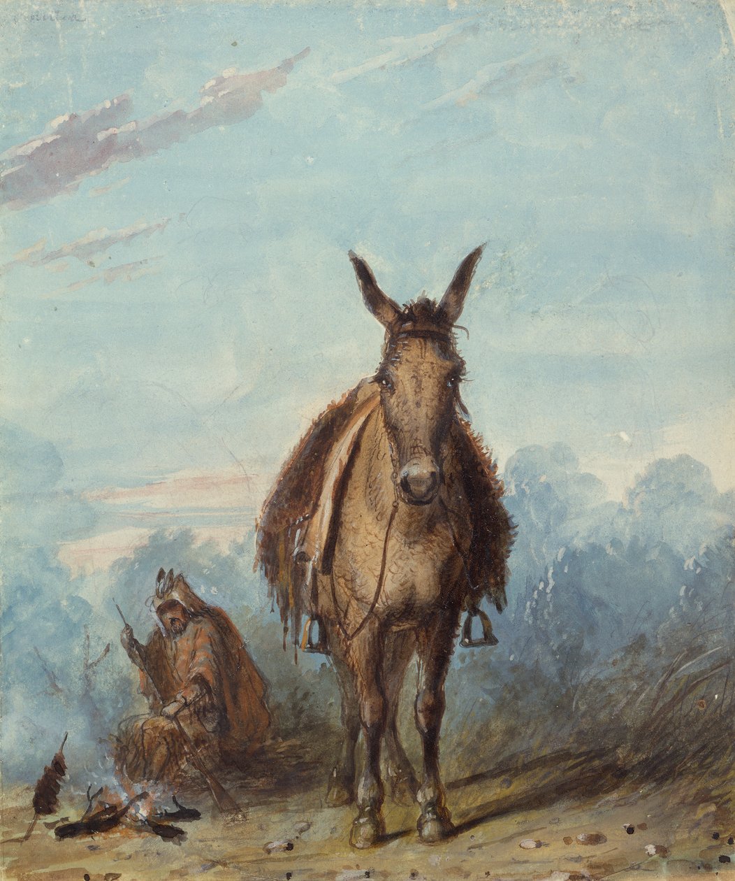 Un trappeur dans son camp solitaire, vers 1837 - Alfred Jacob Miller