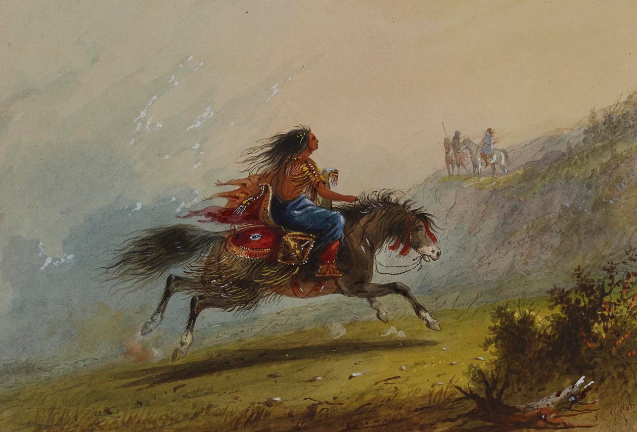 Une jeune Indienne (Sioux) à cheval - Alfred Jacob Miller