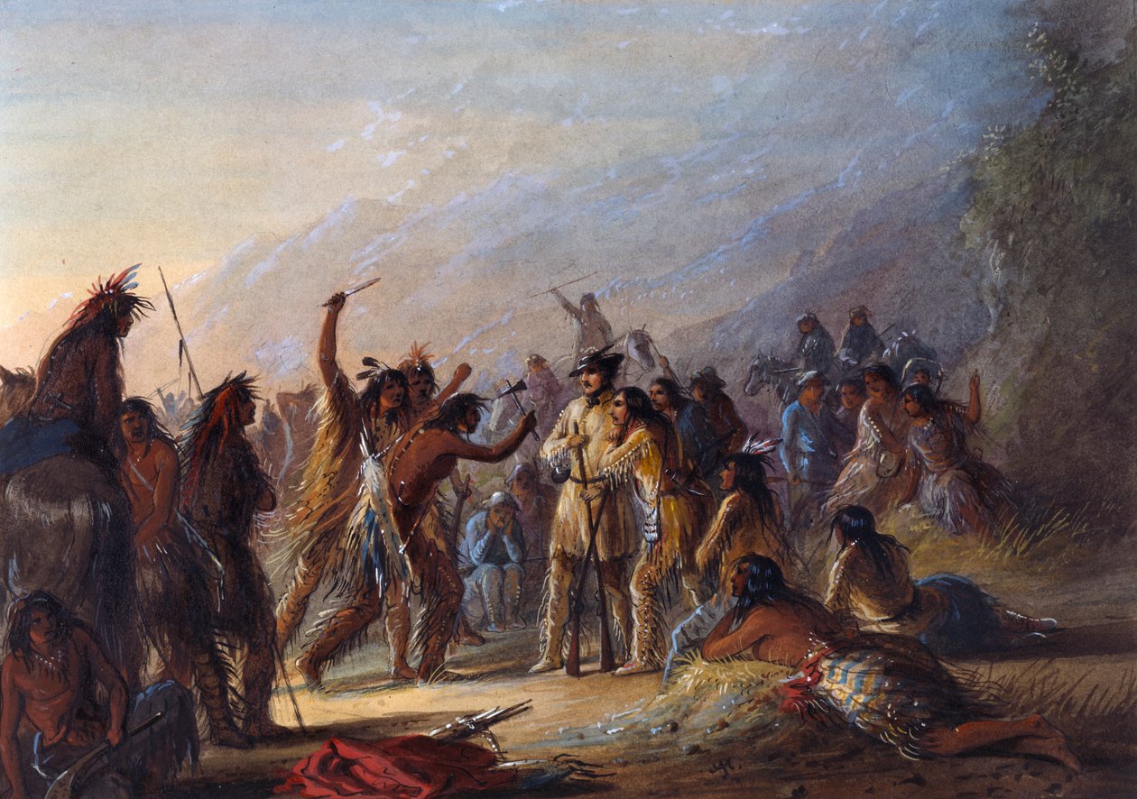 Attaque par des Indiens Crow - Alfred Jacob Miller