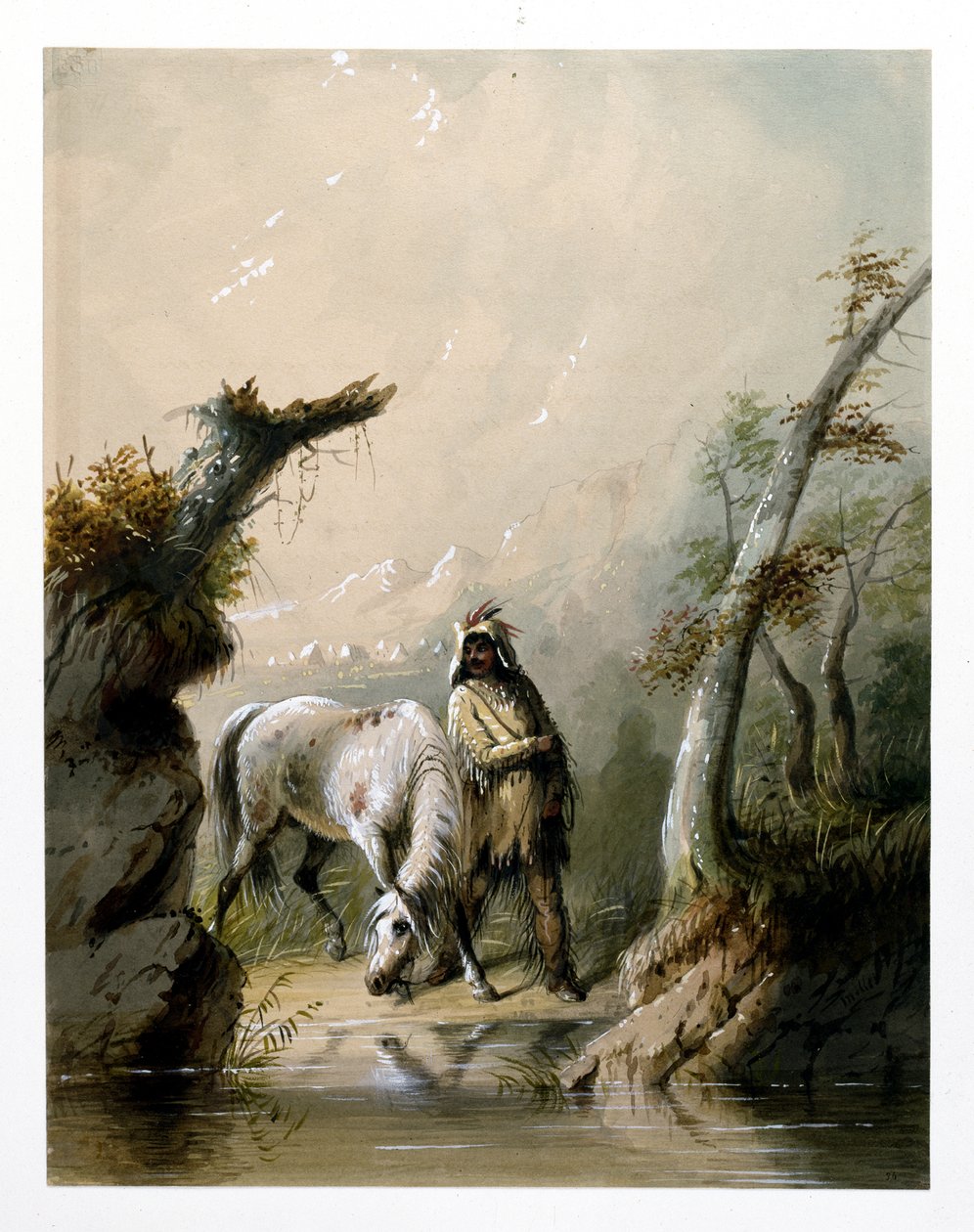 Auguste et son cheval - Alfred Jacob Miller