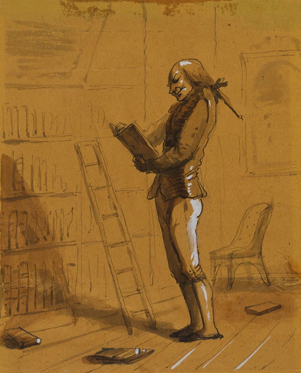 Bibliomane tenant un « Elzivir » à la main ! - Alfred Jacob Miller