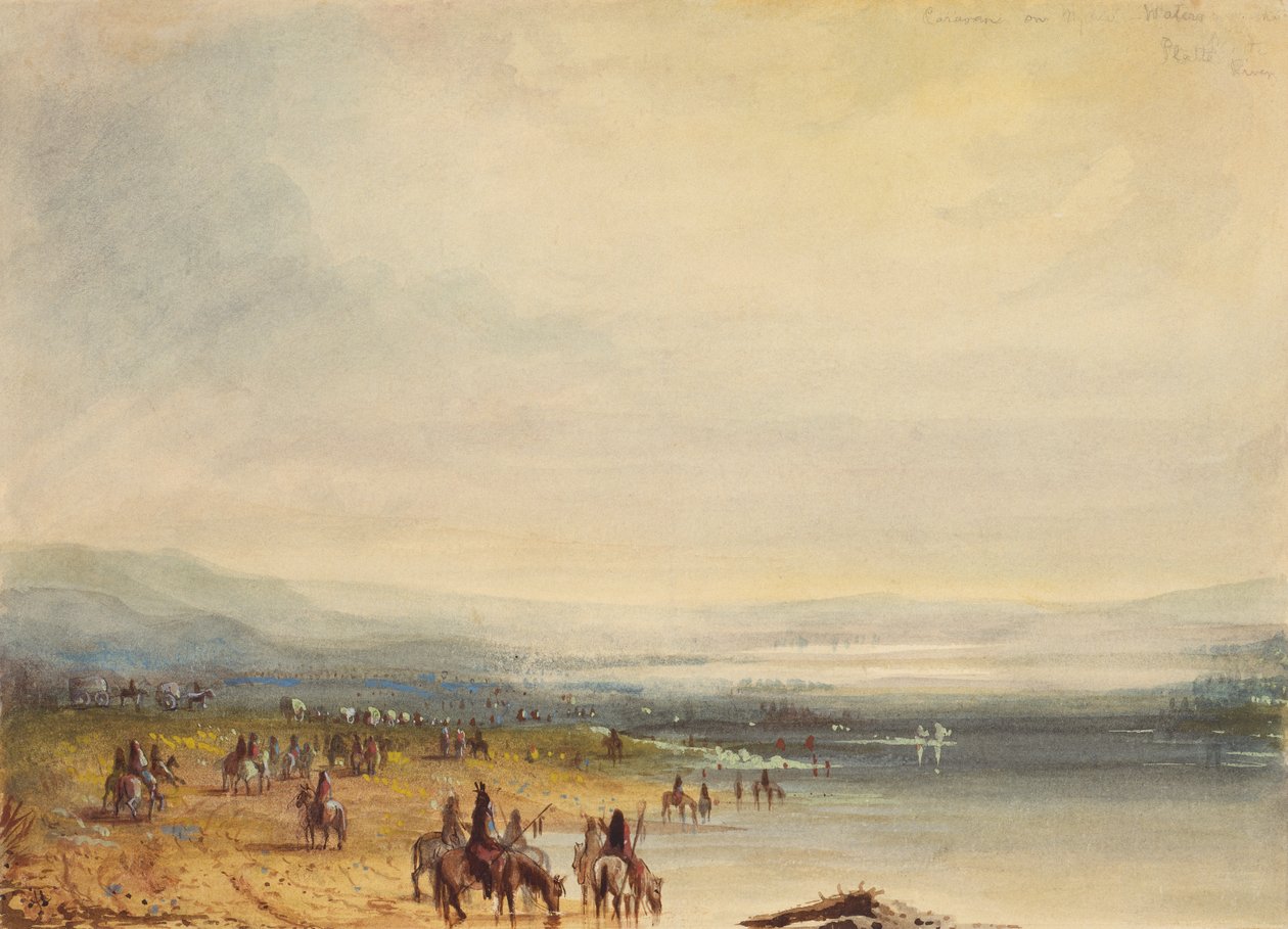 Caravane sur la rivière Platte, vers 1837 - Alfred Jacob Miller