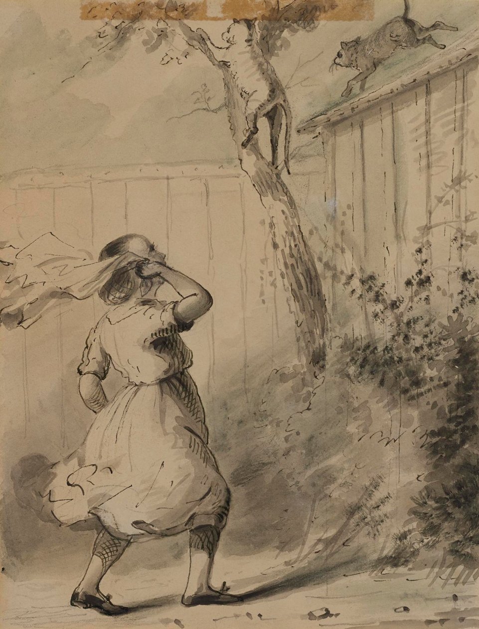 Carrie et les chats - Alfred Jacob Miller