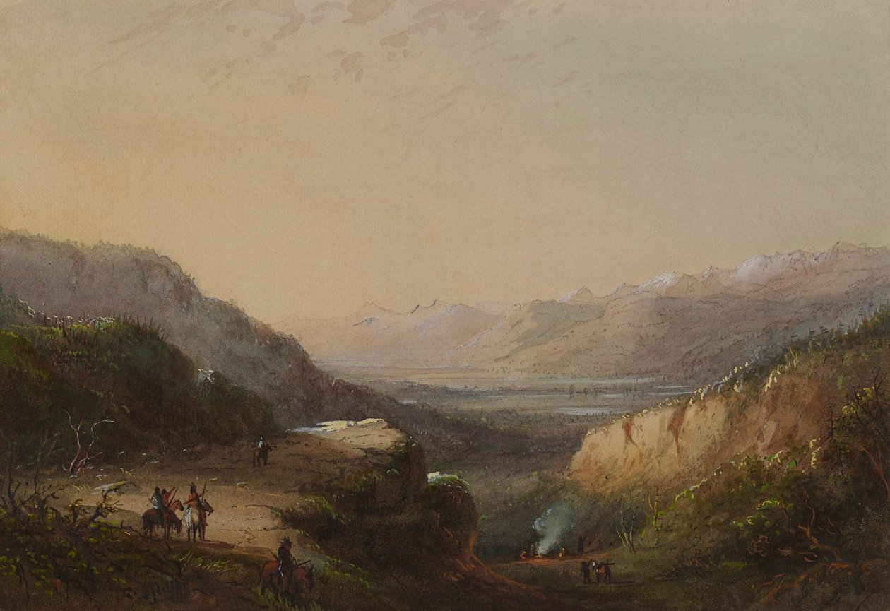Vue lointaine sur le lac (Montagne des Vents) - Alfred Jacob Miller