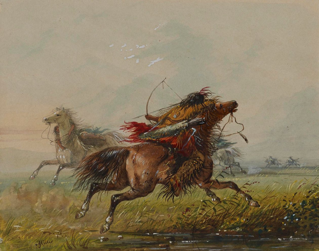 Esquiver une flèche (Corbeau) - Alfred Jacob Miller