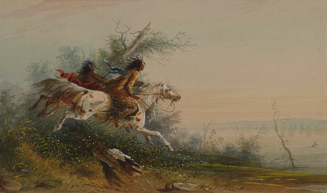 Élan traversant la Platte à la nage - Alfred Jacob Miller