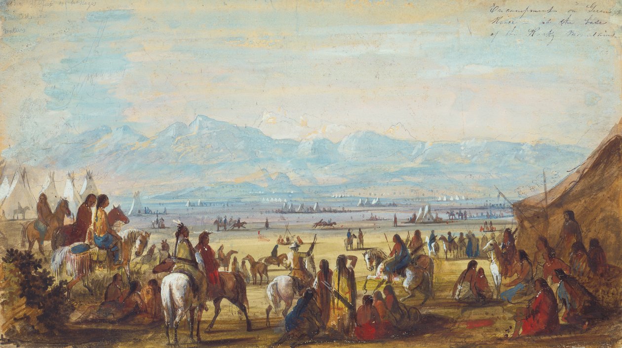 Campement sur la rivière Green au pied des montagnes Rocheuses - Alfred Jacob Miller