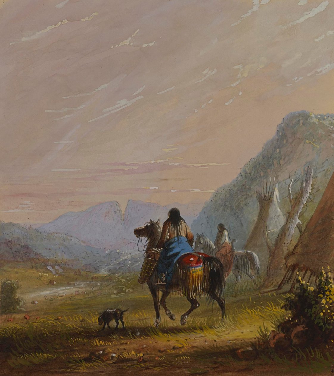 Des femmes indiennes à cheval aux abords de Cut Rocks - Alfred Jacob Miller