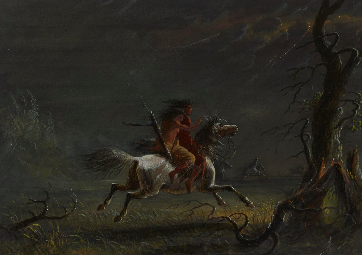 Indiens dans une tempête : scène nocturne - Alfred Jacob Miller