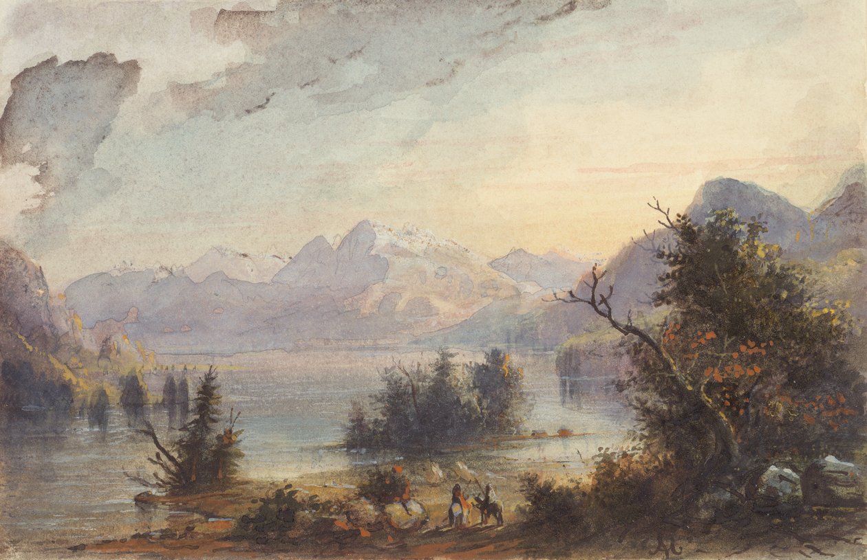 Scène de lac, montagnes Rocheuses, vers 1837 - Alfred Jacob Miller