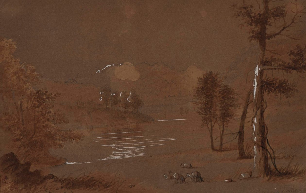 Vue sur lac et montagne - Alfred Jacob Miller