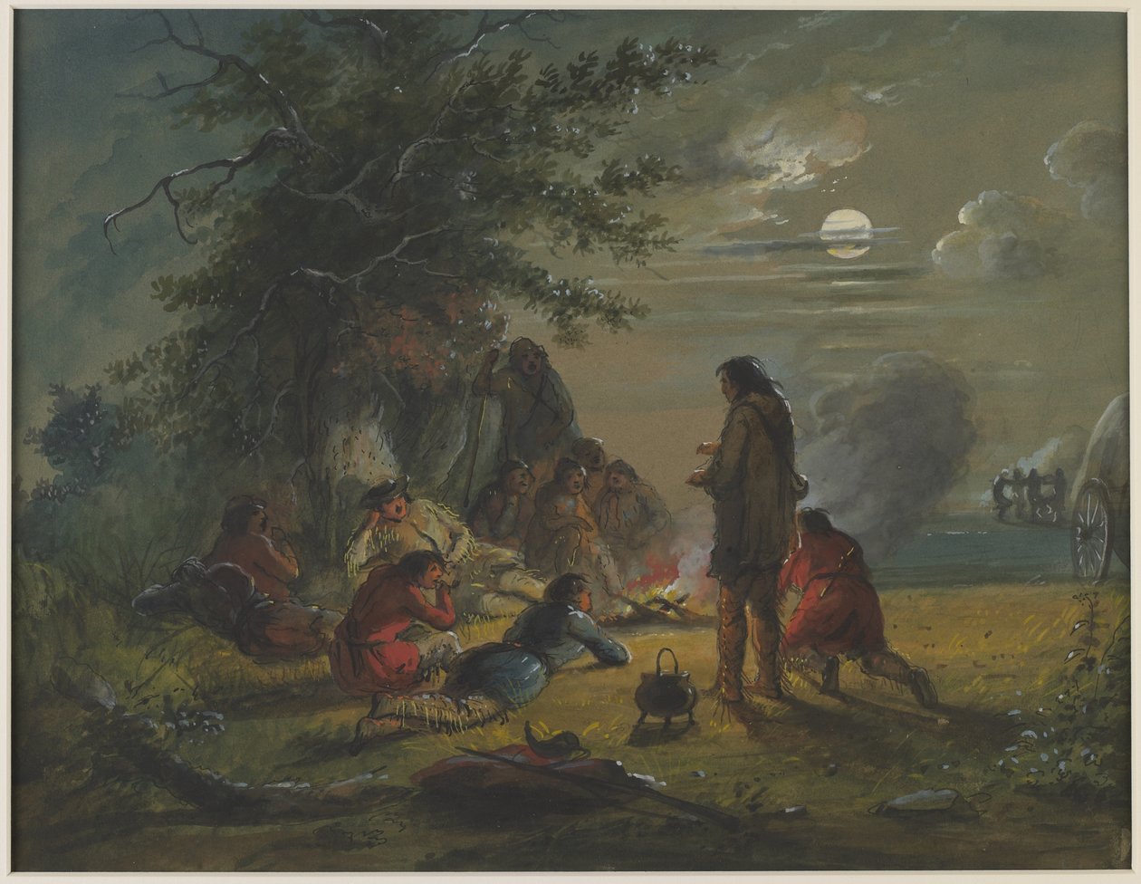 Moonlight - Scène au camp - Alfred Jacob Miller