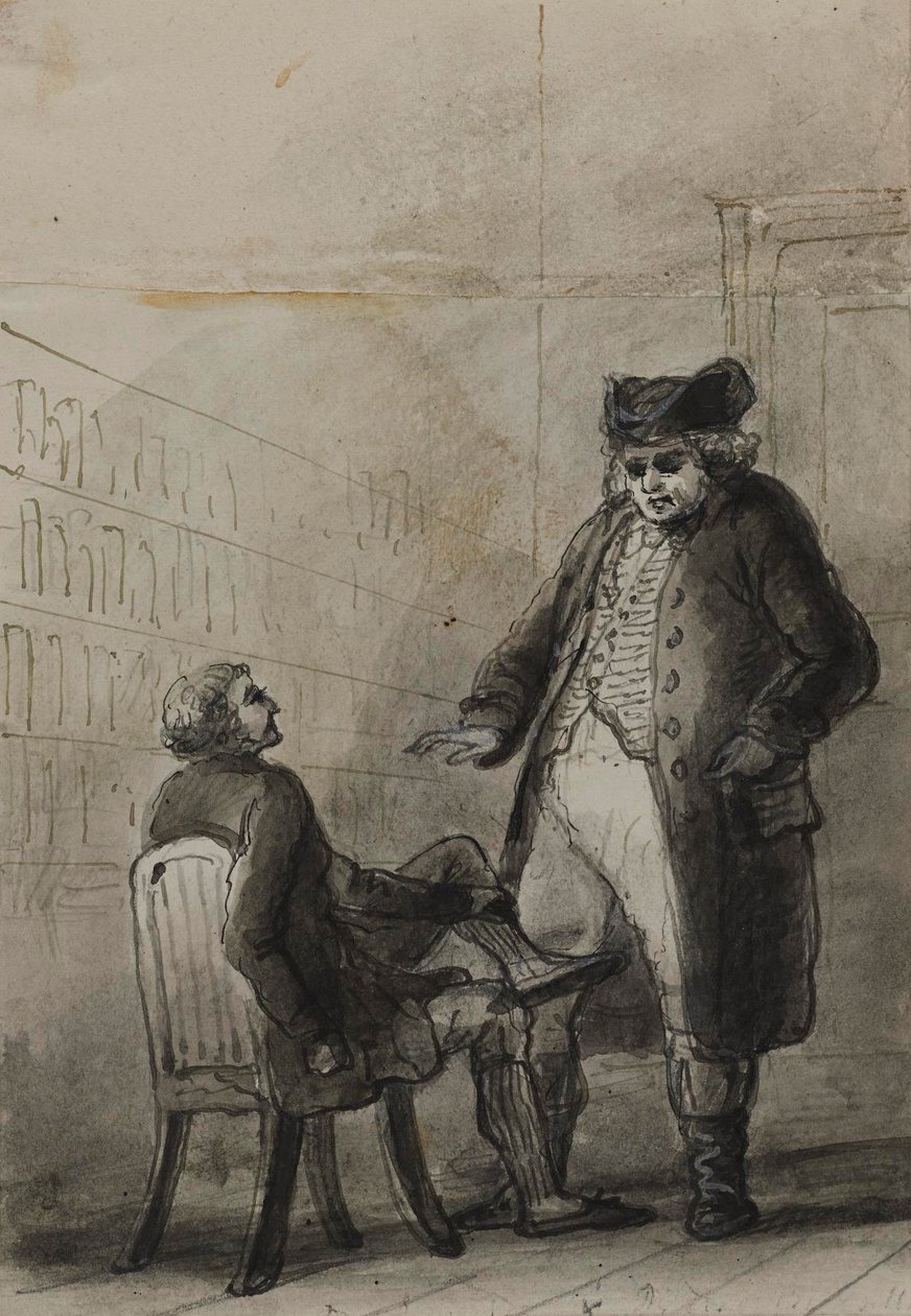 Samuel Johnson et Thomas Davies dans une librairie (d
