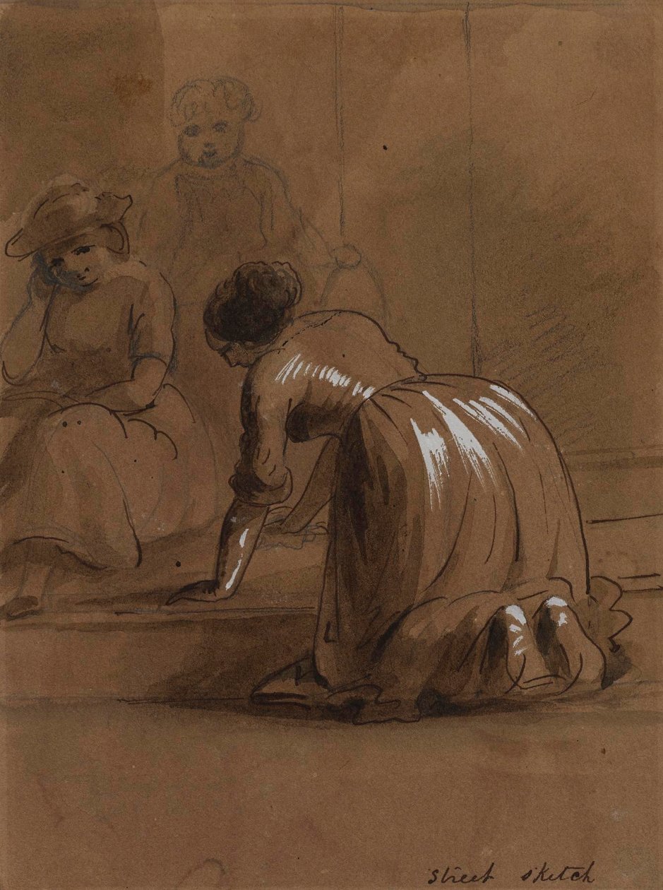 Croquis de rue. Marches de la buanderie. - Alfred Jacob Miller