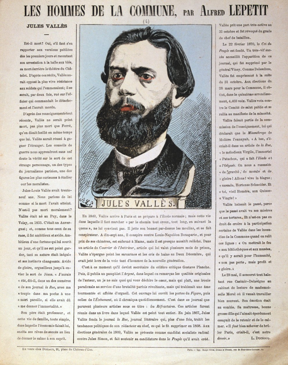 Jules Vallès, journaliste français, auteur et membre de la Commune de Paris, 1871 - Alfred Lepetit