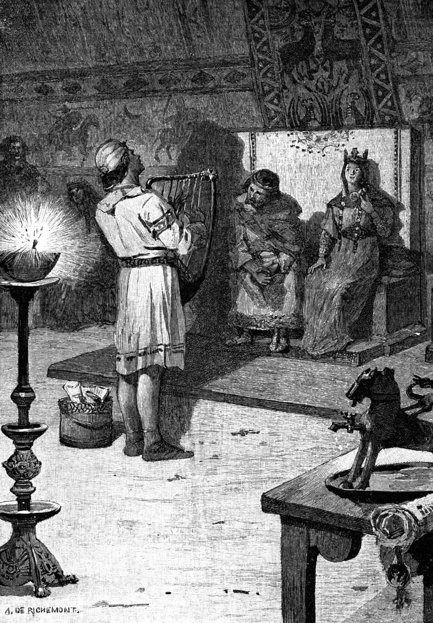 Le ménestrel Blondel, début du 20e siècle (illustration) - Alfred Paul Marie (after) Richemont