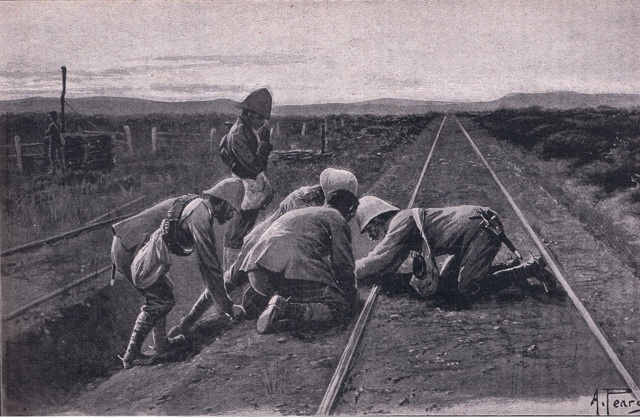 Nos troupes faisant sauter une voie ferrée militaire au nord de Bloemfontein - Alfred Pearse