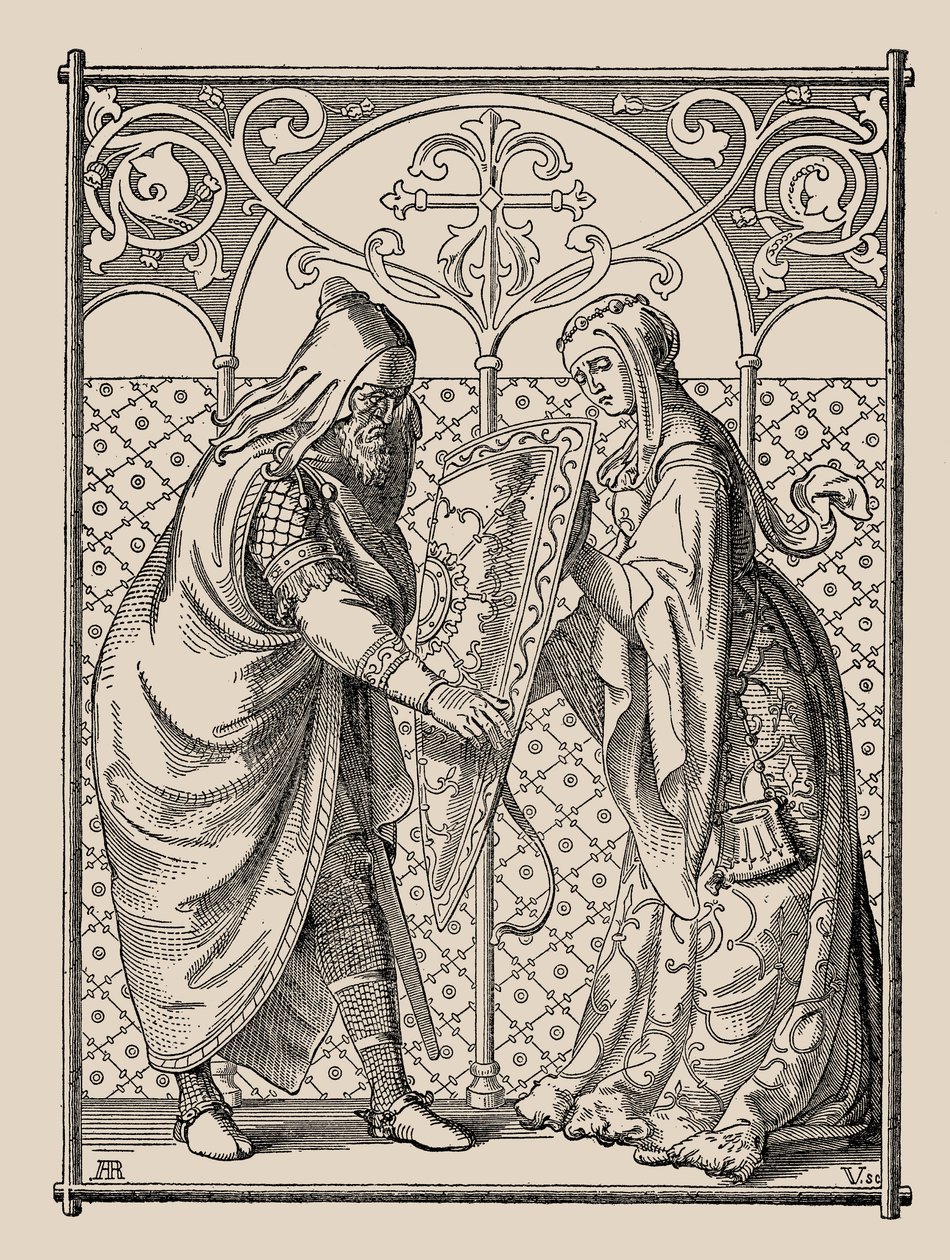 Die Nibelungen. Demande de bouclier de Hagen, 1840-1841 - Alfred Rethel