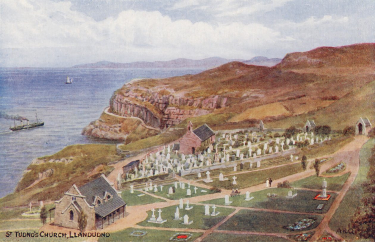 Église St Tudno, Llandudno (lithographie couleur) - Alfred Robert Quinton