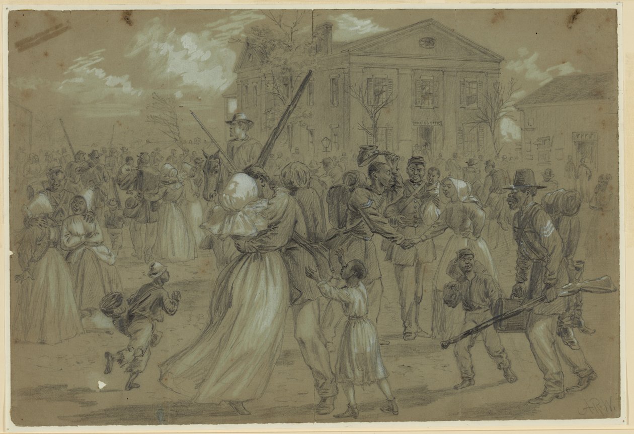 Soldats afro-américains démobilisés à Little Rock, Arkansas - Alfred Rudolph Waud