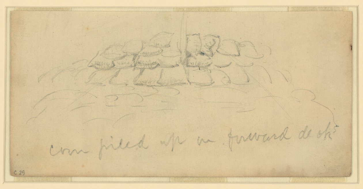 Maïs empilé sur le pont avant - Alfred Rudolph Waud