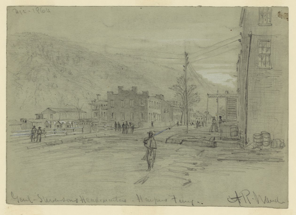 Quartier général du général Stevenson - Harpers Ferry - Alfred Rudolph Waud