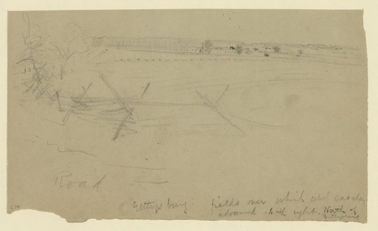 Gettysburg - champs sur lesquels la cavalerie rebelle a avancé à droite, au nord de Gettysburg - Alfred Rudolph Waud
