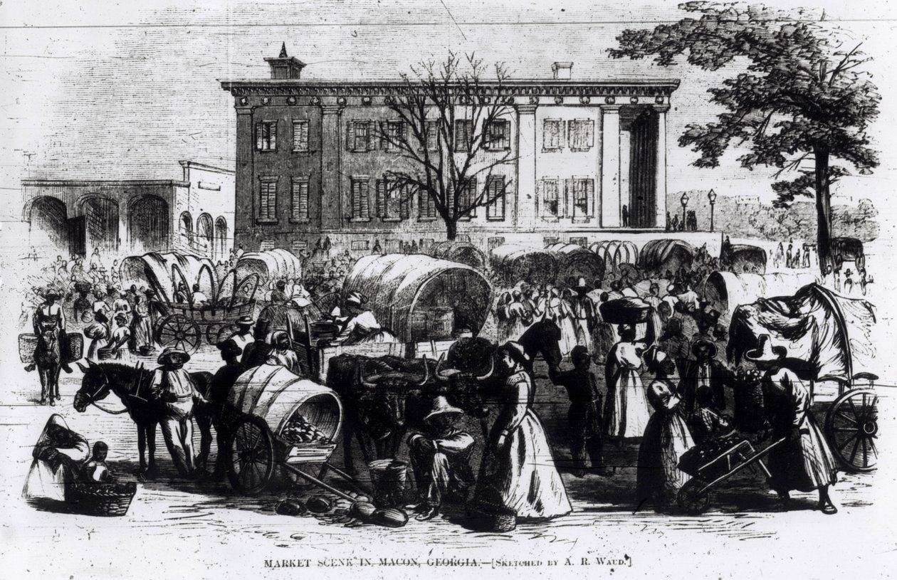 Scène de marché à Macon, Géorgie, de 