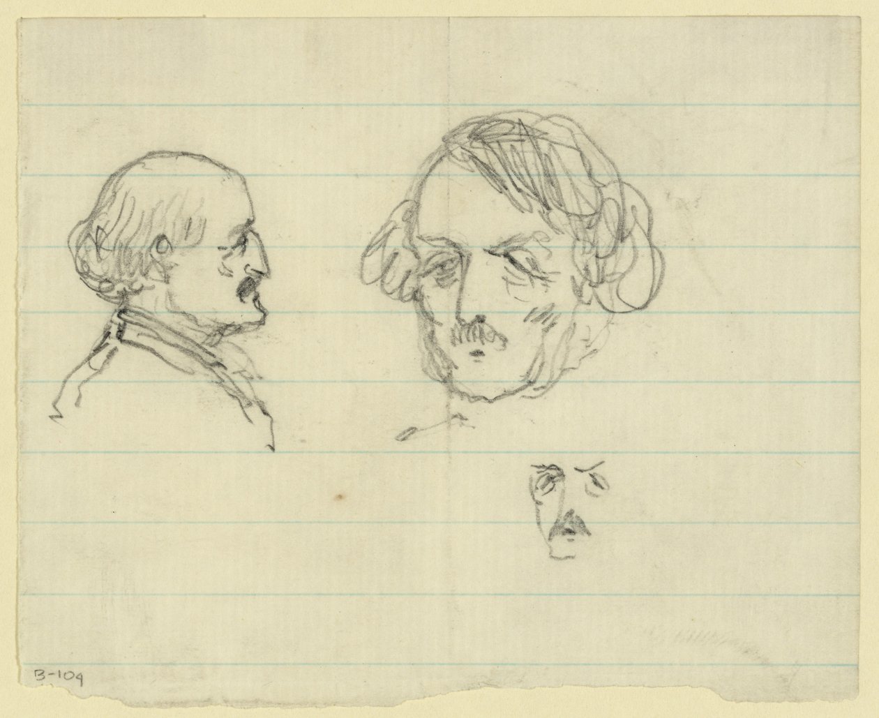 Trois portraits en buste, dont Benjamin Butler - Alfred Rudolph Waud