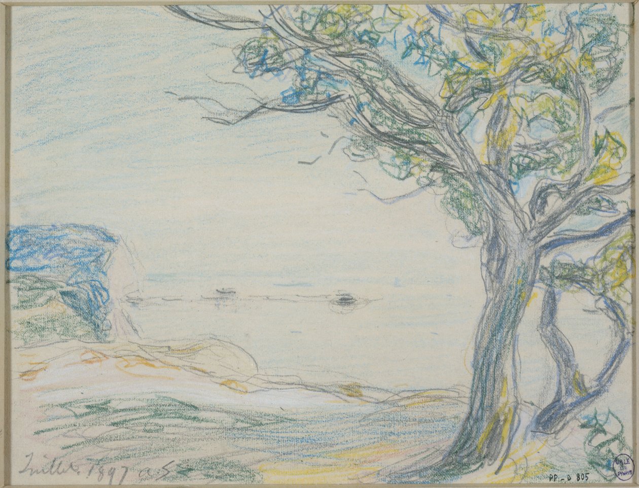 Arbres au bord de la mer - Alfred Sisley